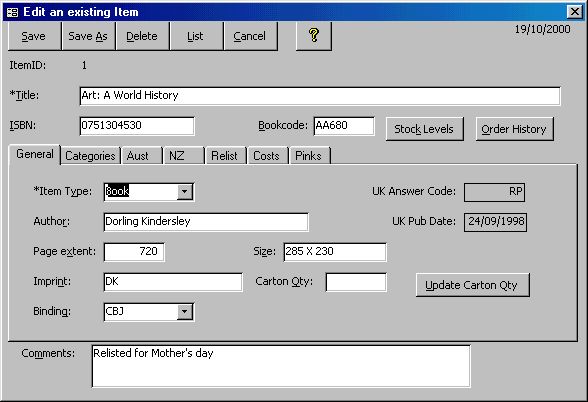 Edit Stock Item