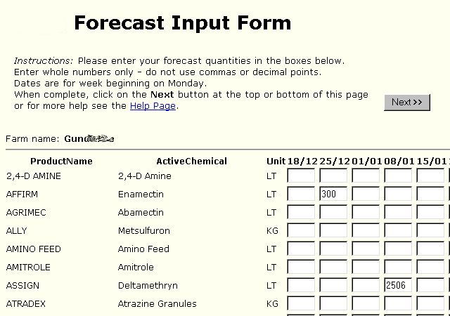Web-based Forecast Entry